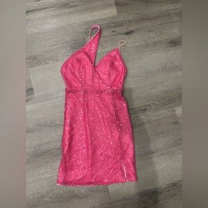 Hello Molly Sparkling Pink Sequin Dress